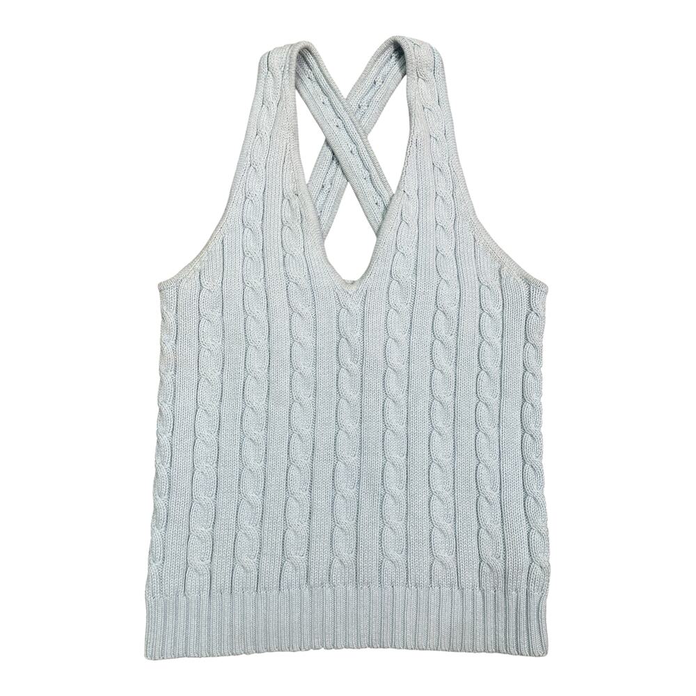 Vintage y2K Ralph Lauren Baby Blue Cable Knit Tank